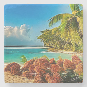 Porta-copo De Pedra Um paraíso tropical.