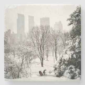 Porta-copo De Pedra Um Pedicab no Central Park durante o inverno