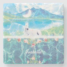 Porta-copo De Pedra Unicórnio em um sonho paradisíaco Personalizado