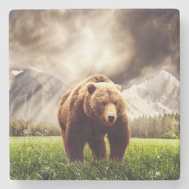 Porta-copo De Pedra Urso da montanha (Frente)