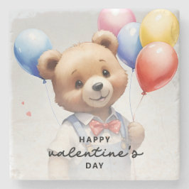 Porta-copo De Pedra Urso de Aquarela de Cubo dia de os namorados com B