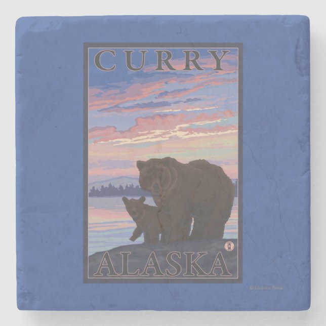 Porta-copo De Pedra Urso e Cub - caril, Alaska (Frente)