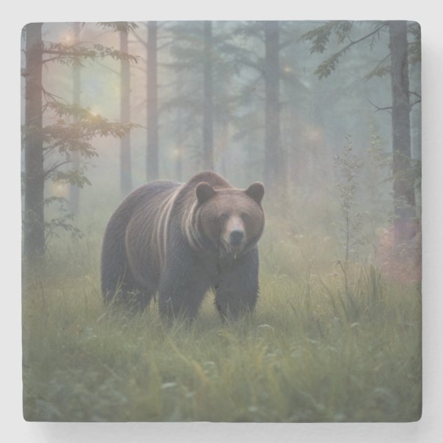 Porta-copo De Pedra Urso em Florestas Mágicas (Frente)