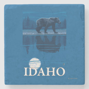 Porta-copo De Pedra Urso no poster de viagens de MoonlightIdahoVintage