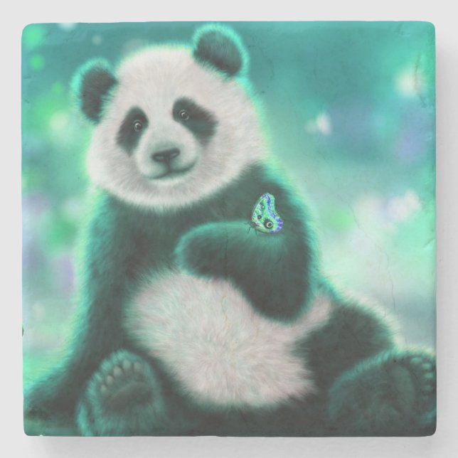 Porta-copo De Pedra Urso Panda (Frente)