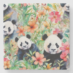 Porta-copo De Pedra Urso Panda de Aquarela