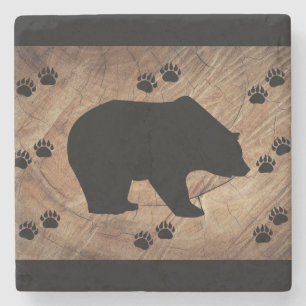 Porta-copo De Pedra Urso Preto E Tubarão