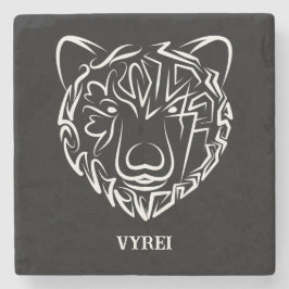 Porta-copo De Pedra Urso Tribal Negro e Branco