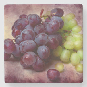 Porta-copo De Pedra Uvas Vermelhas E Verdes