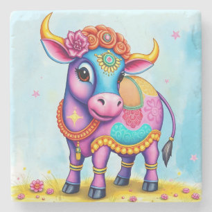 Porta-copo De Pedra Vacas Sagradas e Coloridas Diwali em Disfarces Fes