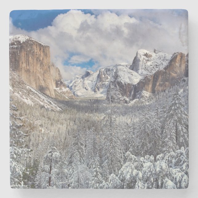 Porta-copo De Pedra Vale de Yosemite na neve (Frente)