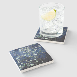 Porta-copo De Pedra Van Gogh Almond Blossoms Midnight Blue