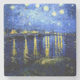 Porta-copo De Pedra Van Gogh - Noite Estrelada sobre o Ródano