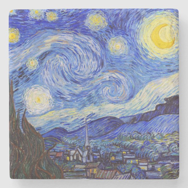 Porta-copo De Pedra Van Gogh , “Starry Night” (Frente)
