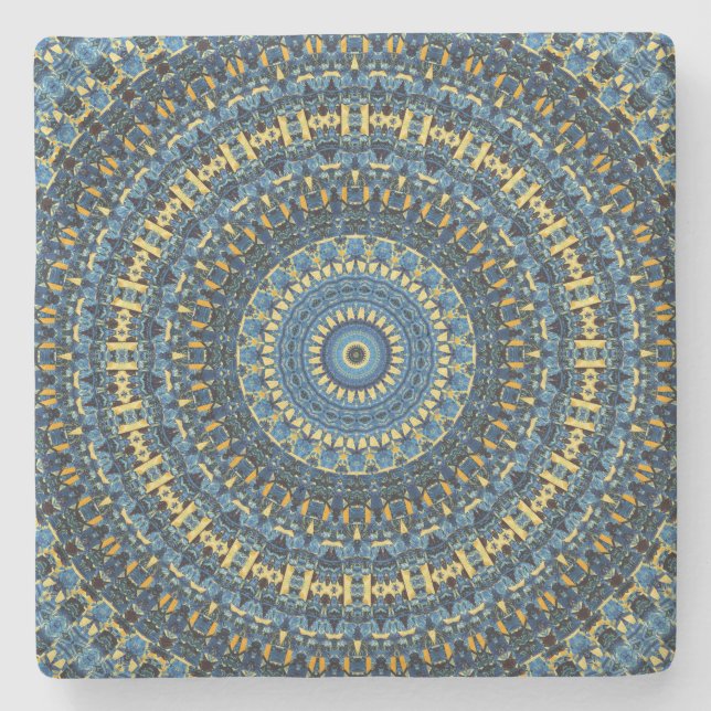 Porta-copo De Pedra Van Gogh Starry Night Abstrato Groovy Boho Mandala (Frente)