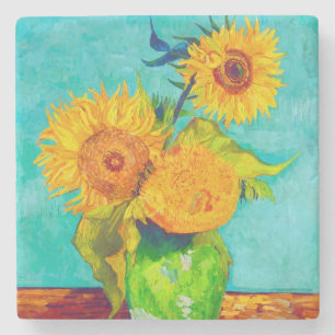 Porta-copo De Pedra Van Gogh Sunflower