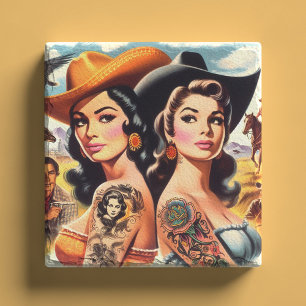 Porta-copo De Pedra Vaqueiras Tatuadas Vintage
