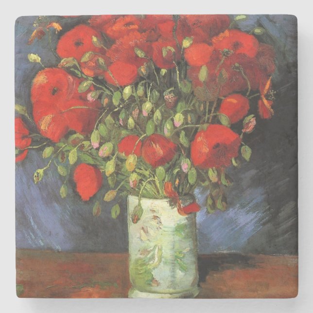 Porta-copo De Pedra Vase com Poppies Vermelhos por Vincent Van Gogh (Frente)