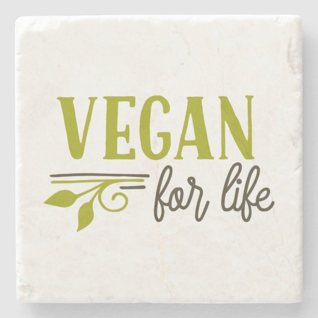 Porta-copo De Pedra Vegan For Life (Frente)