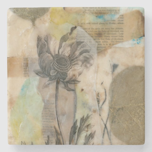 Porta-copo De Pedra Vellum Floral II (Frente)