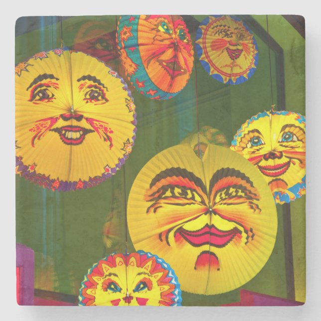 Porta-copo De Pedra Ventiladores de papel felizes (Frente)