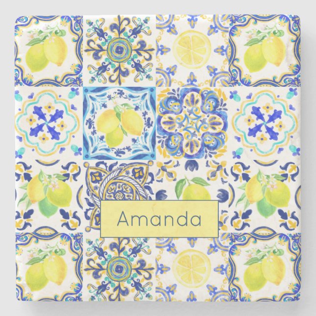 Porta-copo De Pedra Verão Siciliano Maiolica (Frente)