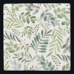 Porta-copo De Pedra Verde Botânico Deixa Aquarela<br><div class="desc">Espelho de folhas de aquarela rustica</div>