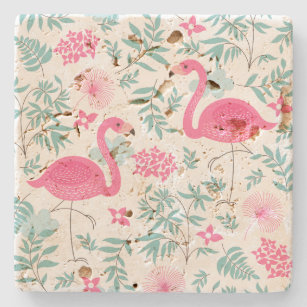 Porta-copo De Pedra Verduras tropicais cor-de-rosa flamingo