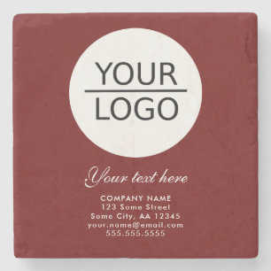 Porta-copo De Pedra Vermelho Adicione seu Logotipo Texto Personalizado