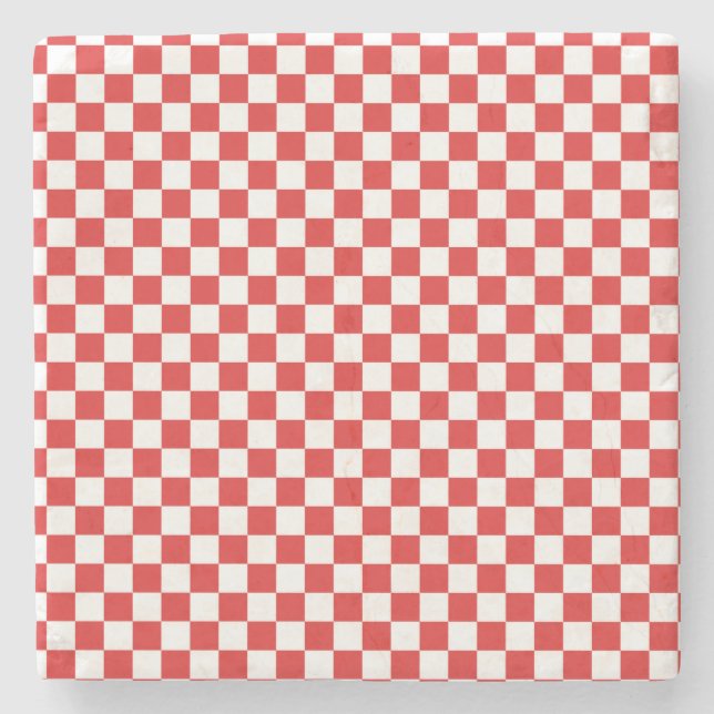 Porta-copo De Pedra Vermelho e Branco (Frente)