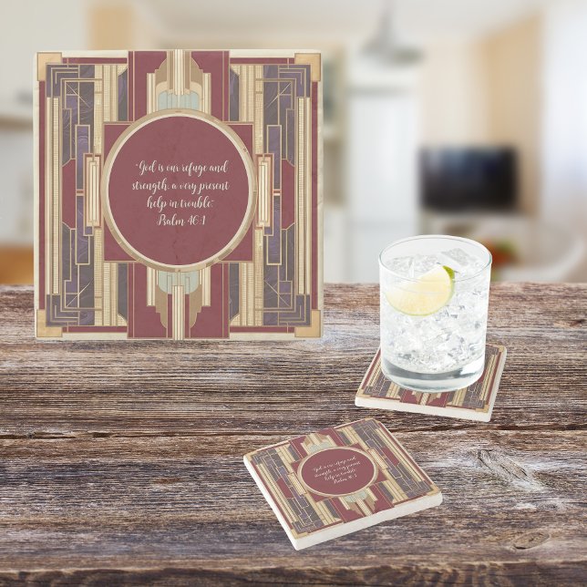 Porta-copo De Pedra Verso da Bíblia Personalizável da Art Deco (Criador carregado)