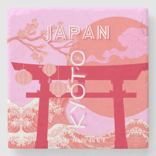 Porta-copo De Pedra Viagem de Arte do Japão Kyoto, Retro-Arte Rosa