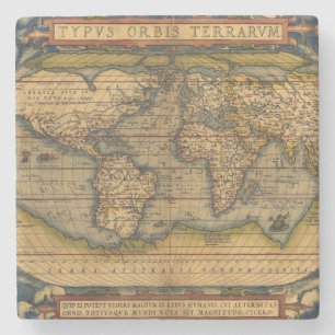 Porta-copo De Pedra Viagem do Mapa Mundial Antiquado Ortelius Europa