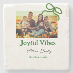 Porta-copo De Pedra Vibes, alegres arcos verdes, adicionam o nome da f