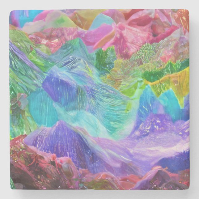 Porta-copo De Pedra Vibrant Crystal Mountain Abstrato (Frente)