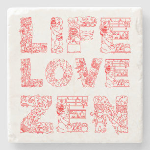Porta-copo De Pedra Vida, Amor, Zen