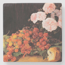 Porta-copo De Pedra Vida Contínua com Rosas, Morangos e Pão