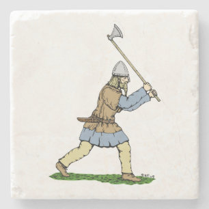 Porta-copo De Pedra Viking Warrior Wielding - Ax amplo