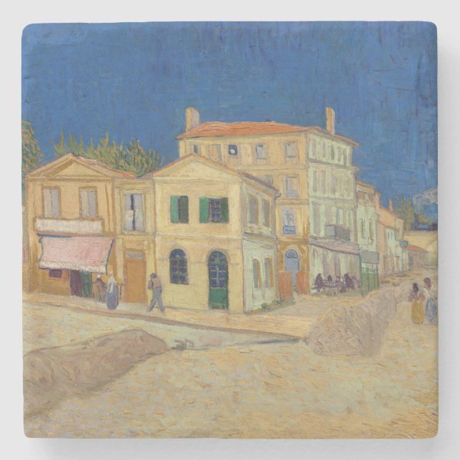 Porta-copo De Pedra Vincent van Gogh - A Casa Amarela / A Rua (Frente)