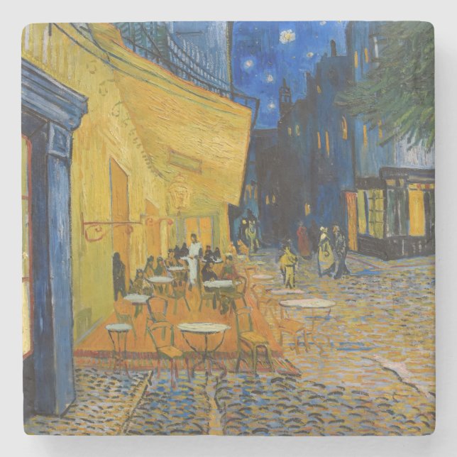 Porta-copo De Pedra Vincent van Gogh - Cafe Terrace à Noite (Frente)