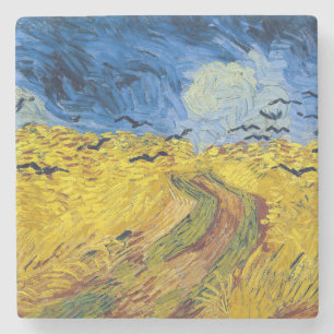 Porta-copo De Pedra Vincent van Gogh - Campo de Trigo com Corvos