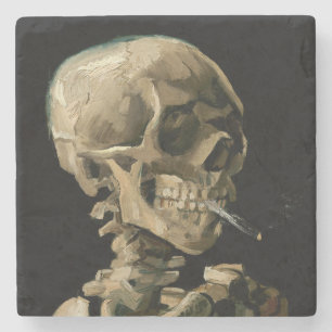 Porta-copo De Pedra Vincent van Gogh - Crânio com Cigarro Aceso