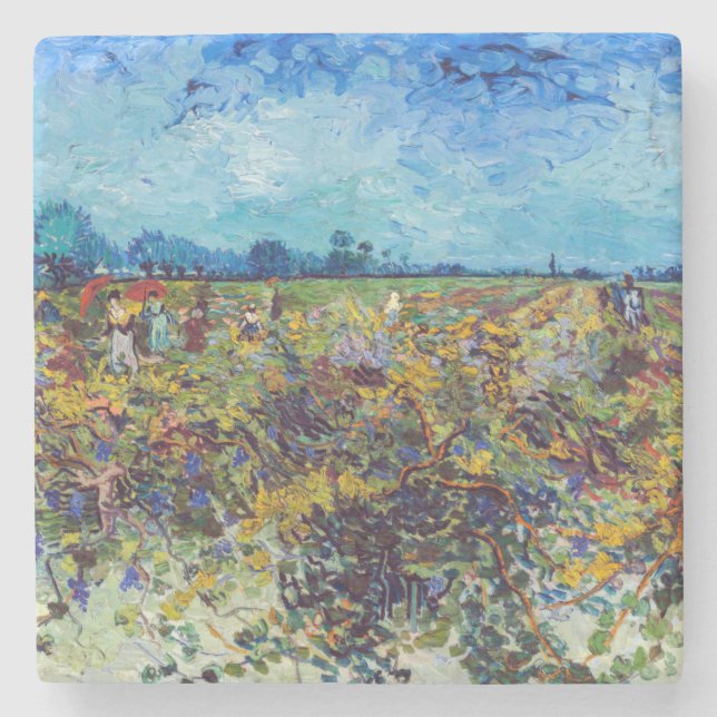 Porta-copo De Pedra Vincent van Gogh - Green Vineyard (Frente)
