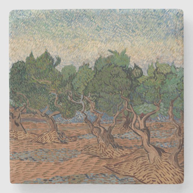 Porta-copo De Pedra Vincent van Gogh - Olive Grove (Frente)
