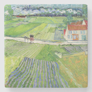 Porta-copo De Pedra Vincent van Gogh - Paisagem com Carruagem e Trem