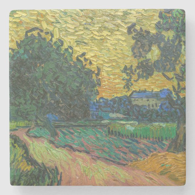 Porta-copo De Pedra Vincent van Gogh - Paisagem em Twilight (Frente)