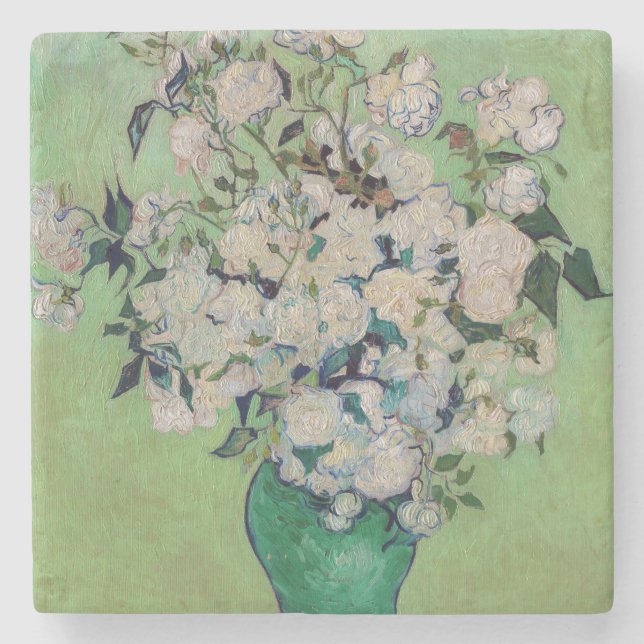 Porta-copo De Pedra Vincent van Gogh - Rosas (Frente)
