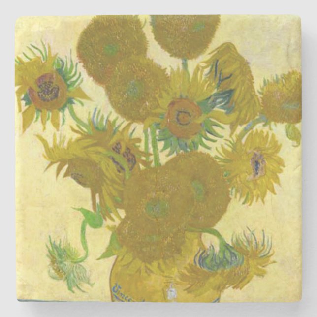 Porta-copo De Pedra Vincent Van Gogh Sunflower (Frente)