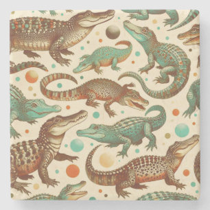 Porta-copo De Pedra Vintage Alligator Seamlees