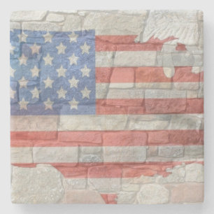 Porta-copo De Pedra Vintage American Patriotic Map Flag Na Parede